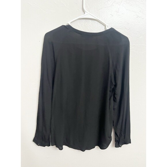 AllSaints Lucas Blouse Vented Shoulder Long Sleeve Blouse Black size Medium Boxy - Picture 8 of 9